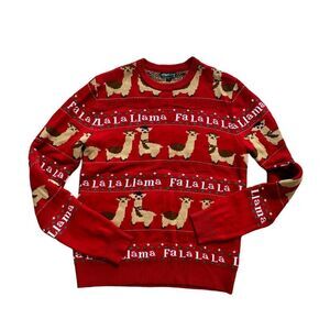 FalaLlama Christmas Sweater Large Red Fa La La Ugly Sweater Unisex‎